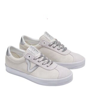 Vans Women's Cream and Silver Sneakers